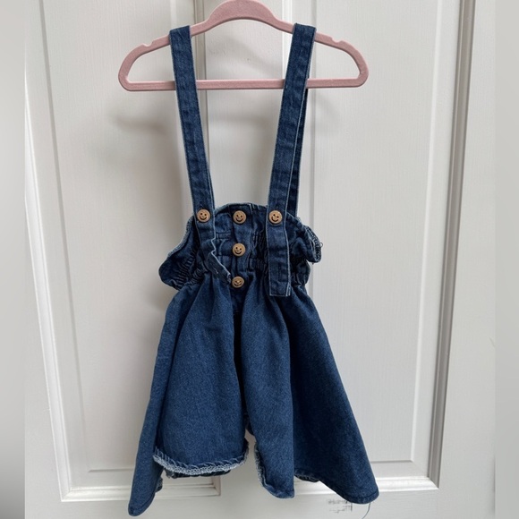 Other - Blue Denim Overalls Dress Jumper with Adjustable Straps Smiley Face Buttons
